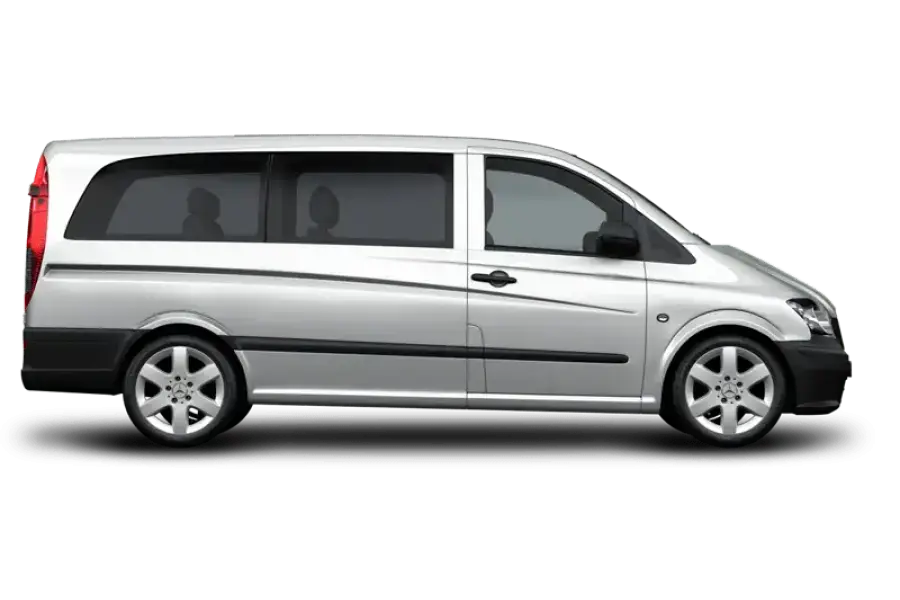 Grauer Mercedes Vito Minivan in Seitenansicht